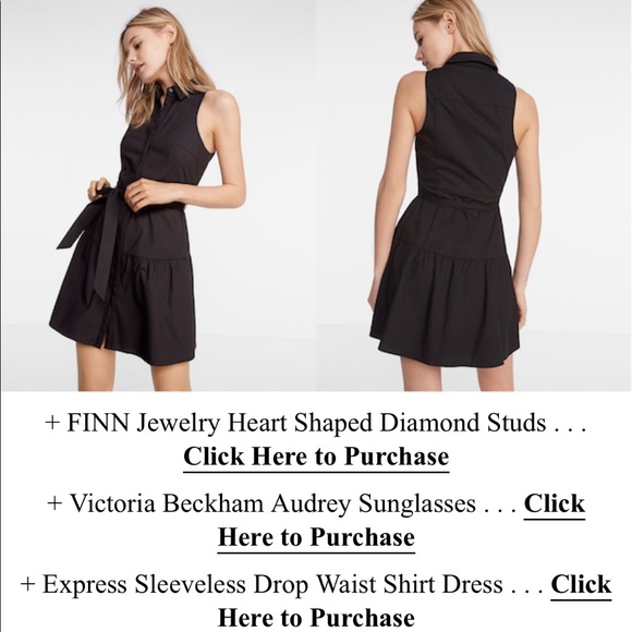 🍎EXPRESS Sleeveless Drop Waist Shirt Dress (black size small) - Picture 4 of 4